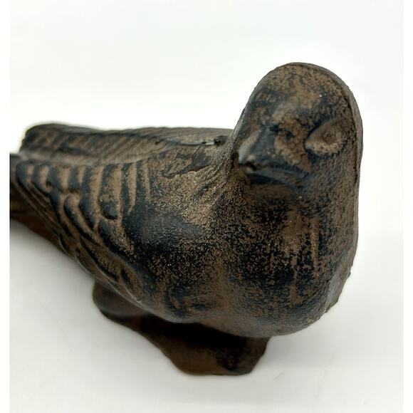 2 Heavy Cast Metal Songbird Doorstop or Bookend Statue Rustic Patio Cottage - Picture 4 of 10